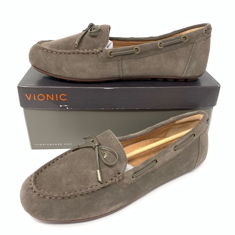 Vionic Grey Leather Virginia Loafer WIDE